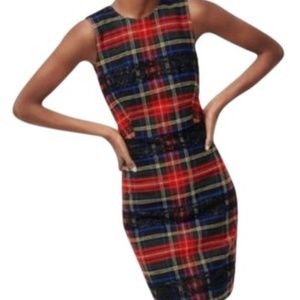 J. Crew Red Tartan Lined Sheath Dress, Size 12